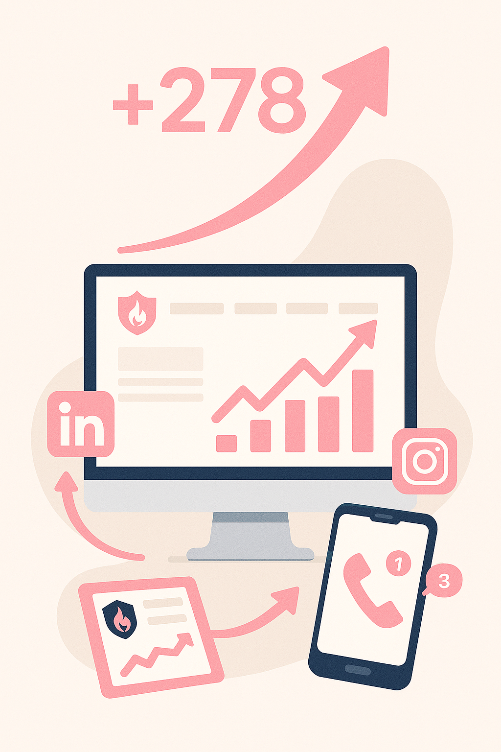 Margot's Agency - boostez vos performances commerciale Illustration des résultats d’un accompagnement en développement commercial et réseaux sociaux